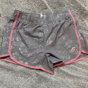 New w/o Tags: Floral Gray Girl's Athletic Shorts with Pink Accents